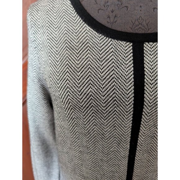 Cynthia Rowley Womens Herringbone Long Sleeve Wool Tunic Dress Black & Gray M - Picture 2 of 8